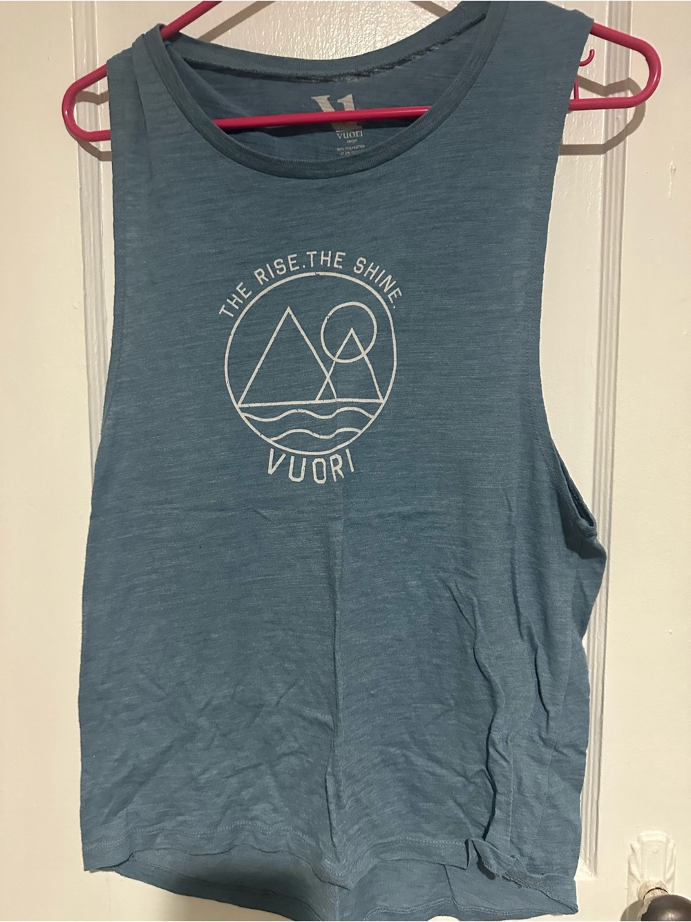 Vuori Blue Graphic Muscle Tank with White Logo